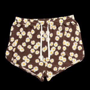 🌼 Jolie & Joy by FCT With Love - Brown Daisy Print Soft Knit Shorts - Size XL